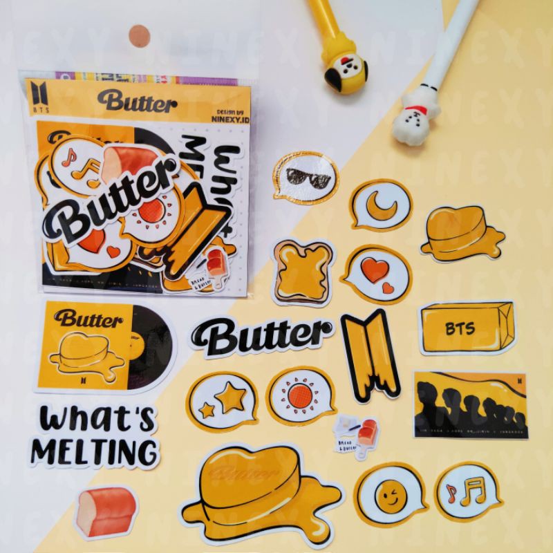 STIKER BTS BUTTER JUNGKOOK TAEHYUNG JIMIN SUGA JIN JHOPE KIM NAMJOON / STICKER AESTHETIC HP HANDPHON