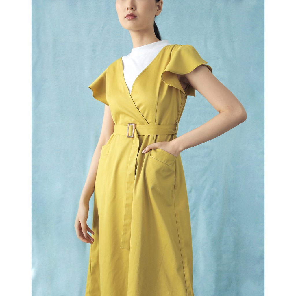 EESOME Amy Dress / Midi Dress Wanita Office Look Korean Style / Free Belt