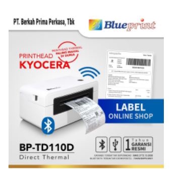 Printer thermal barcode label Blueprint bluetooth wired usb b 2.0 203dpi 110mm bp td-110d td110d