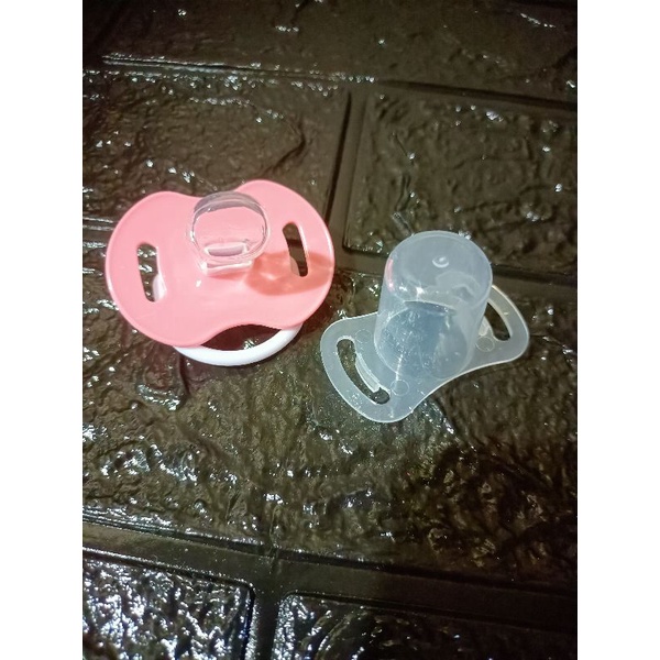 LYSASHOP - Kompeng Bayi Dot Empeng Gepeng Datar Bulat Set Kotak Baby Pacifier Soother Food Grade-Gepeng Pink 1Pcs