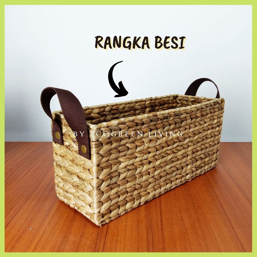 COD - PREMIUM KERANJANG ANYAMAN ENCENG GONDOK WATERHYACINTH SIZE 37 X 13 X 18 CM