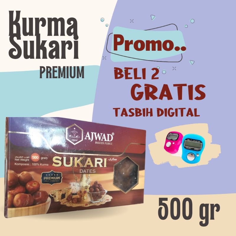 

Kurma sukari premium Ajwad Dates 500gram