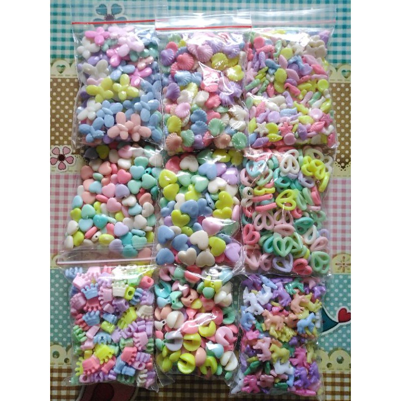 Manik mote meronce kalung gelang warna pastel 25 gr/50 gr