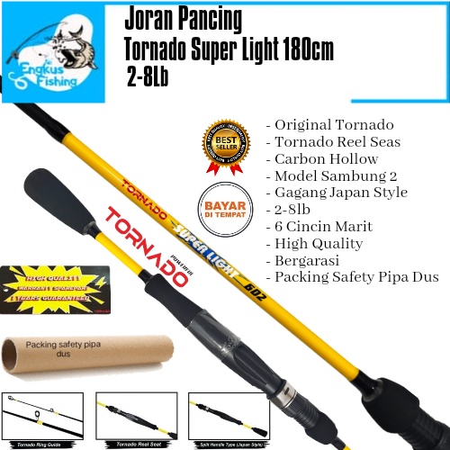 Joran Pancing Tornado Super Light 180cm Bergaransi (2-8Lb) Design Japan Style Murah - Engkus Fishing