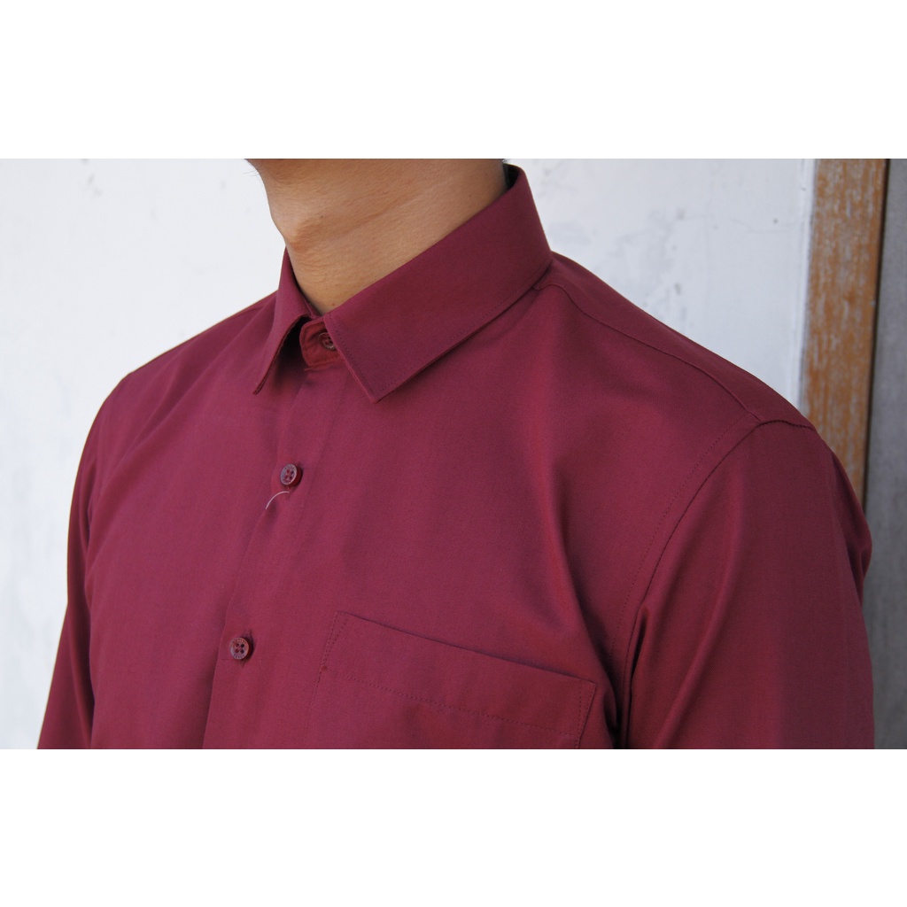 COD Kemeja Pria Stanley Adams Merah Maroon Lengan Panjang 04 Slimfit 100% Original Brand