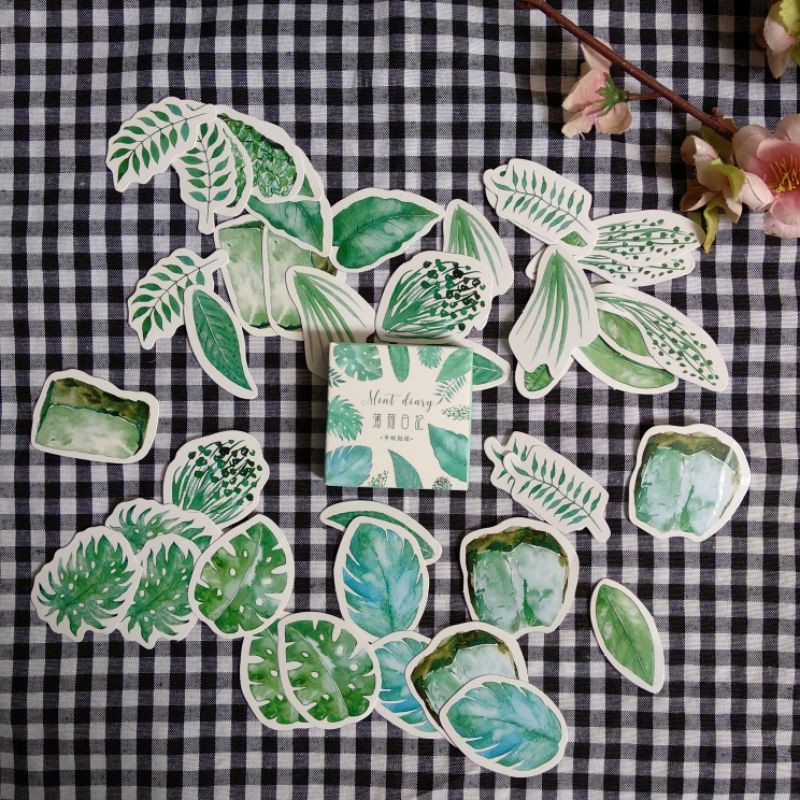 

45PCS STIKER BOX DECO KAWAII - GREEN LEAVES