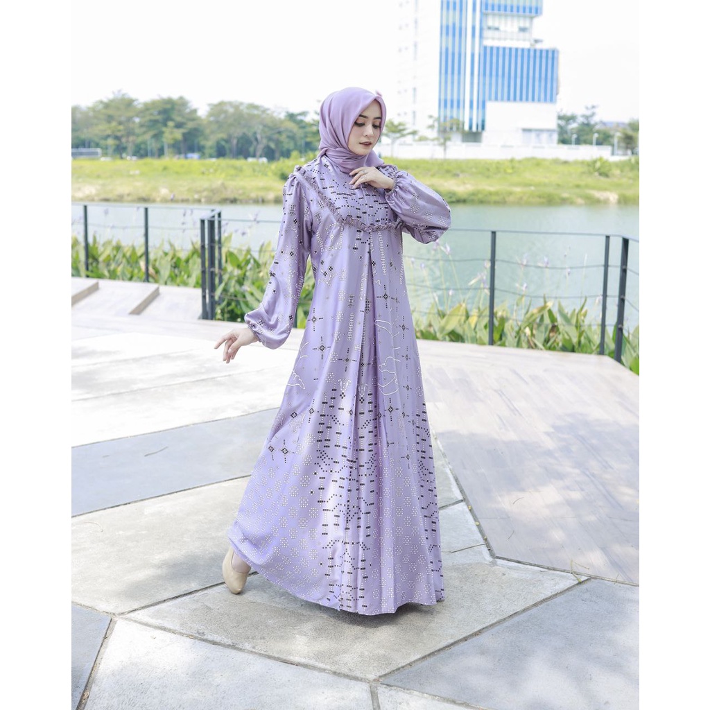 Dress Zulina Maxi motif / Maxmara silk lux / baju wanita / Pakaian Muslim / Fashion Wanita Muslimah