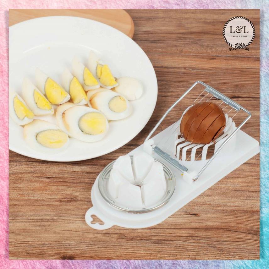 Alat Pemotong Telur Rebus 2 in 1 Multifungsi Pengiris Telor 2in1 Bahan Plastik Egg Slicer &amp; Cutter