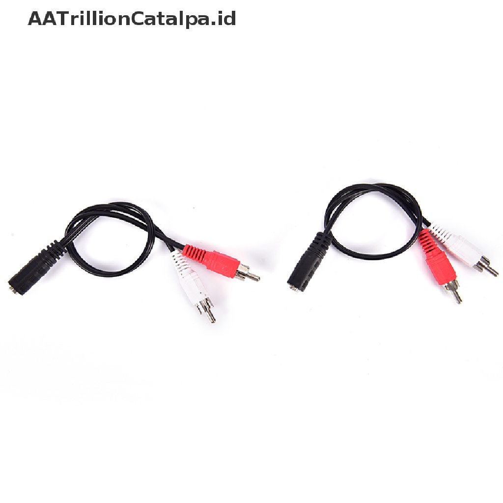 (AATrillionCatalpa) Kabel Adapter Converter Jack Audio Aux 2-RCA Male Ke 3.5mm Female Untuk Headphone