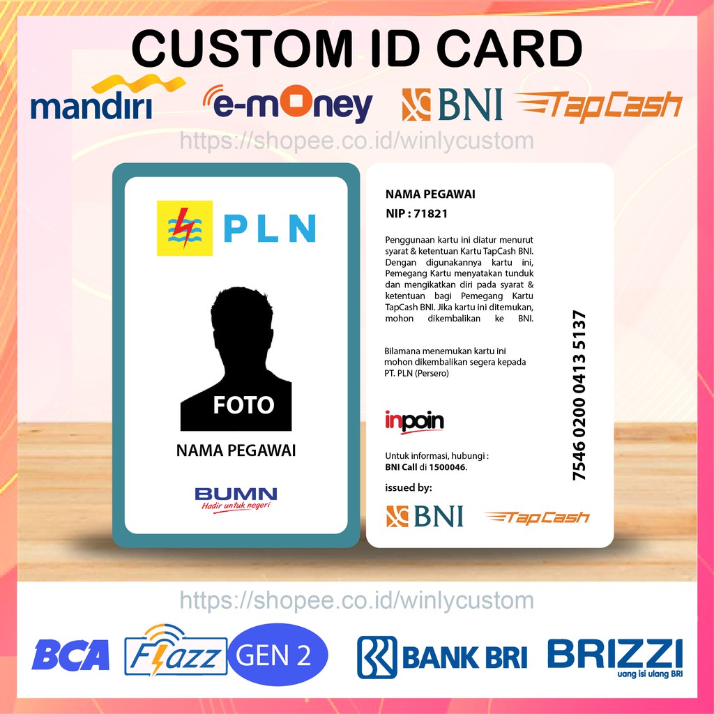 Kartu E Money Id Card Pln Kartu Nama Pegawai Etoll Emoney Mandiri Flazz Bca Bni Tapcash Brizzi Bri Shopee Indonesia