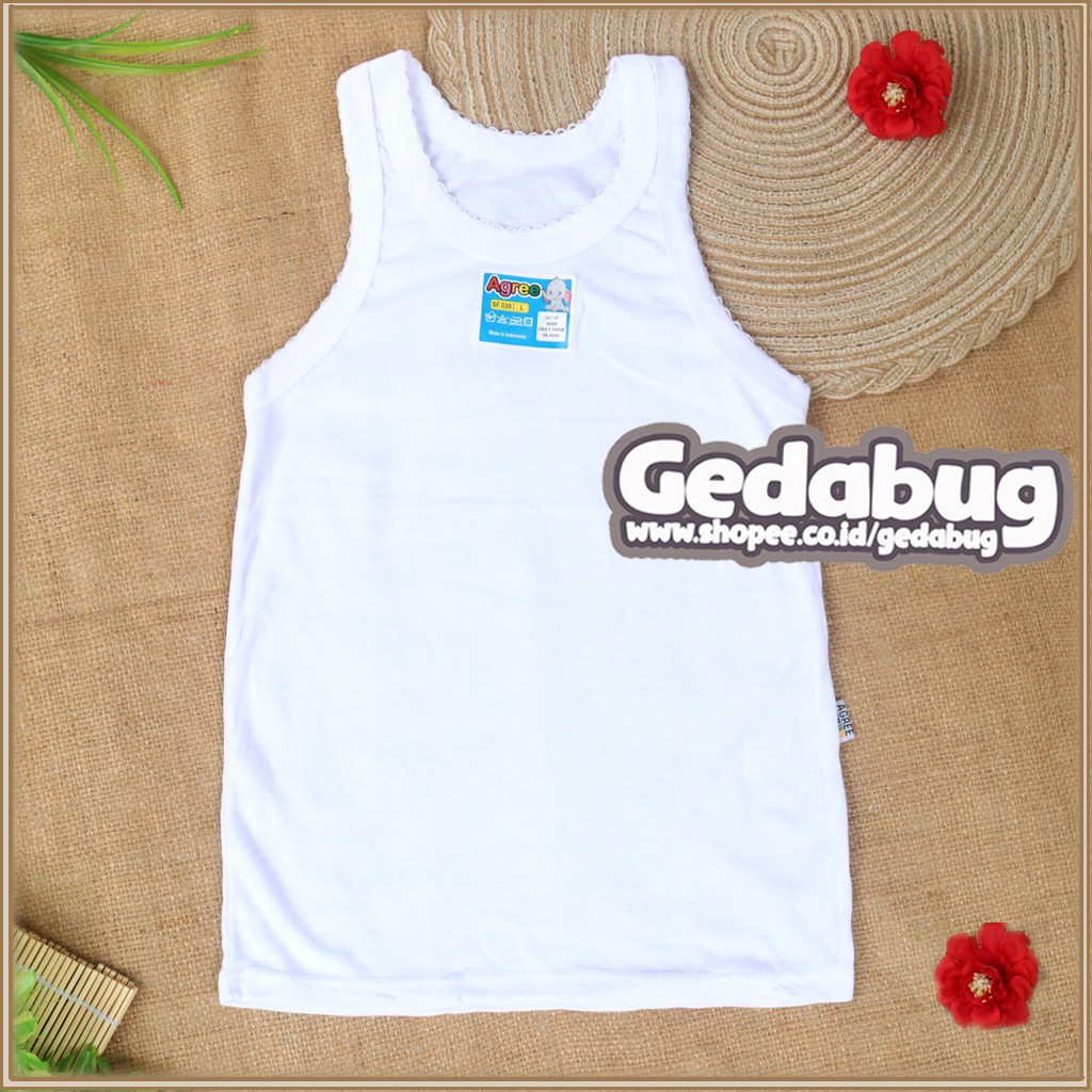 6 Pcs - Agree Kids SF 039 Kaos Kutang Singlet Anak Perempuan Laki-laki Putih Katun | Gedabug