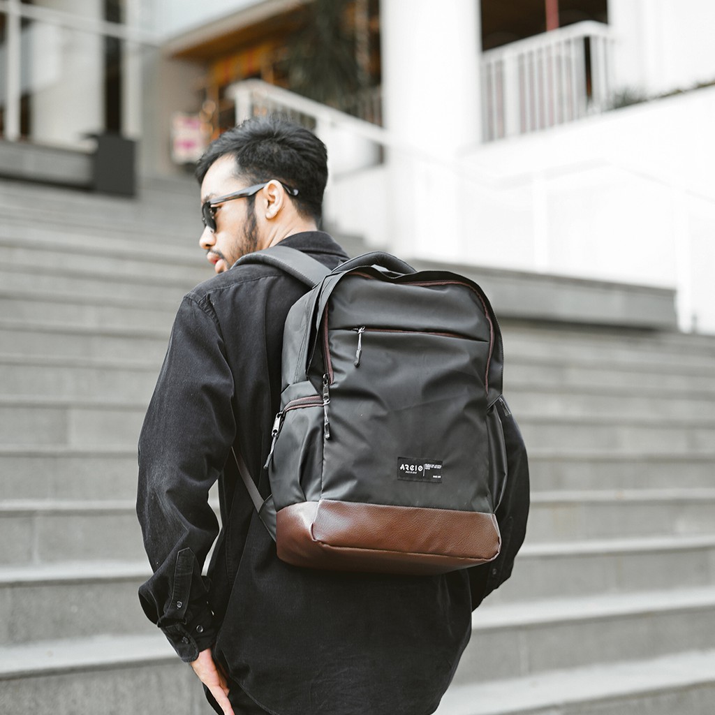 Haru Black | Ransel Tas Punggung Original Pria Wanita Kuliah Sekolah Backpack Ori | FORIND x Arcio