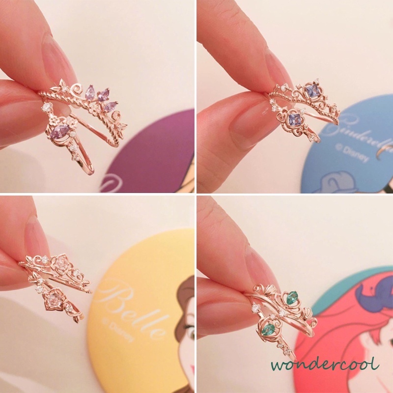 Ready Stock Ring Adjustable Disney Princess Ring 925 Silver Open Crown Ring Version Korea-Won