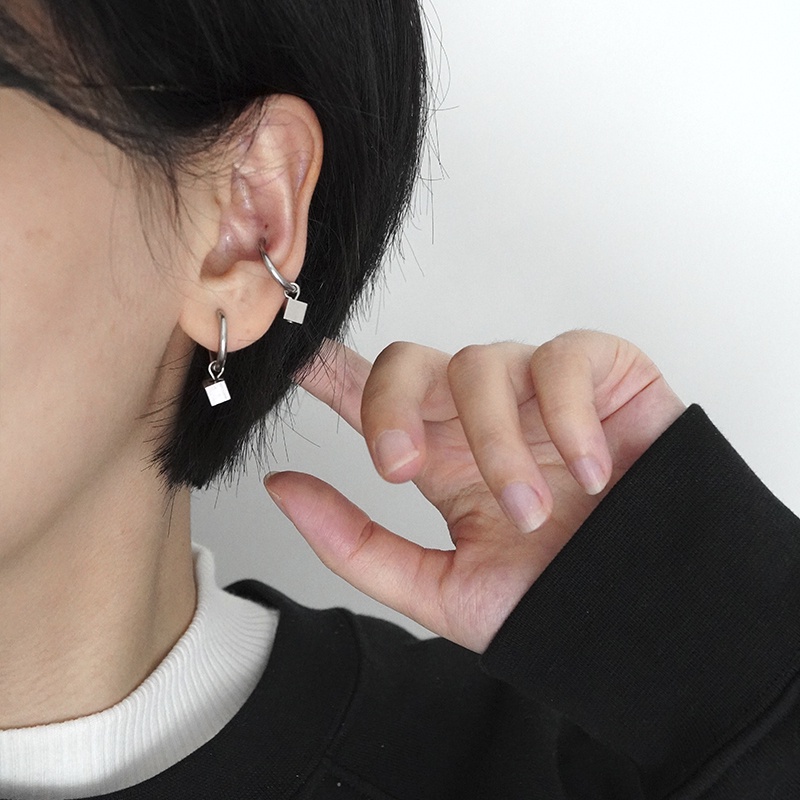 Square Earrings Ear Clips Accessories Simple Jumper