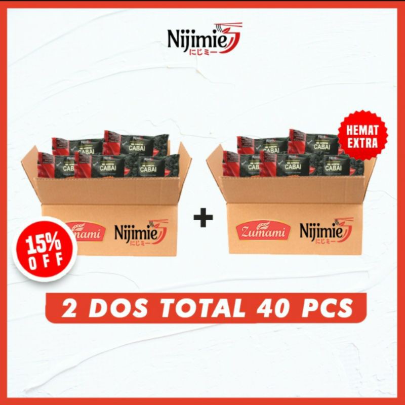 

ZUMAMI NIJIMIE MIE SAYUR CABAI 80 GRAM, ( PAKET HEMAT EXTRA 2 DUS ISI 40 PCS )
