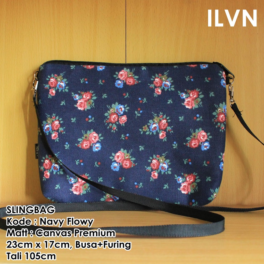 [TAS SERBAGUNA] SLINGBAG NAVY FLOWLY