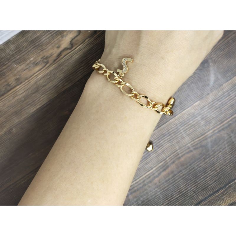 Fifi Fashion Gelang Tangan Xuping Model Ring  Fashion Gepeng Gantung Abjad 19#