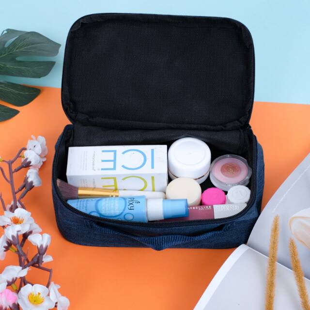 Pouch Make Up cewek tempat makeup Canvas Tas Kosmetik Polos Travel Organizer toiletry bag murah