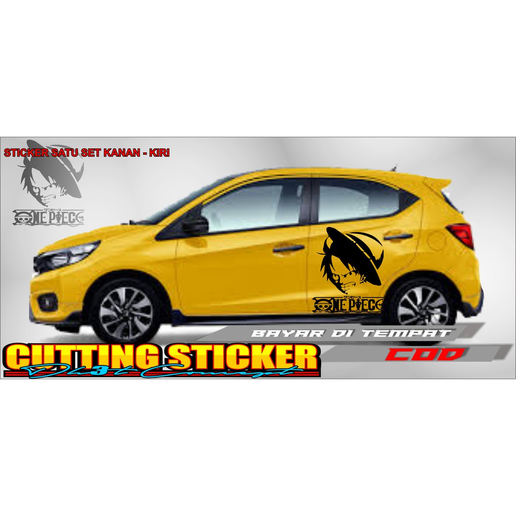 Sticker Mobil Cutting Sticker Samping Body Mobil One Piece Sticker Kartun Karakter