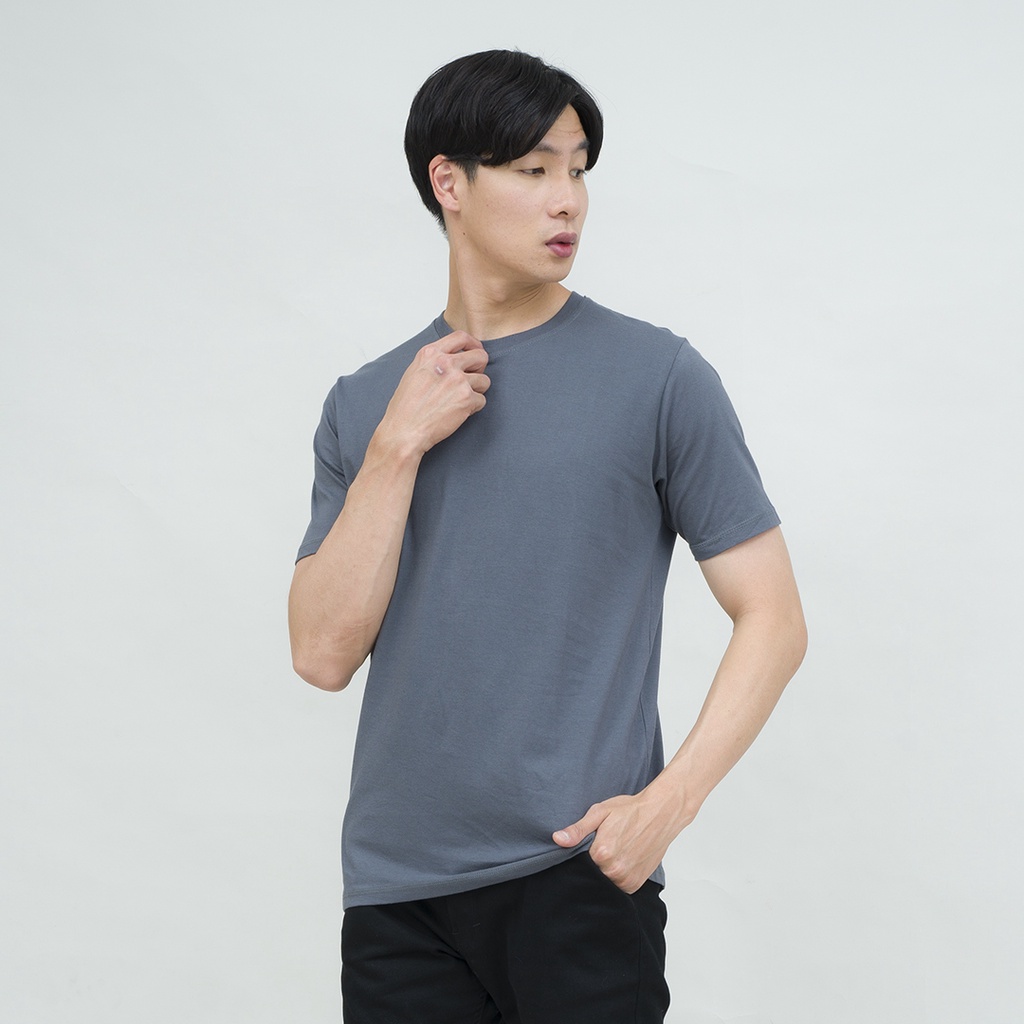Houseofcuff Kaos Polos Pria Premium Bahan Cotton Katun Combed Lengan Pendek Abu Gelap