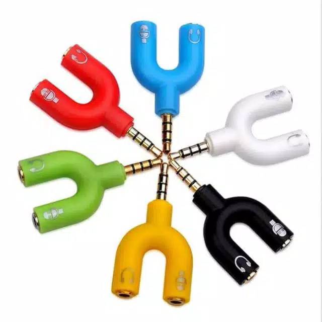 Splitter U audio jack 3.5 mm 2 in 1 mic dan audio headset U Shape