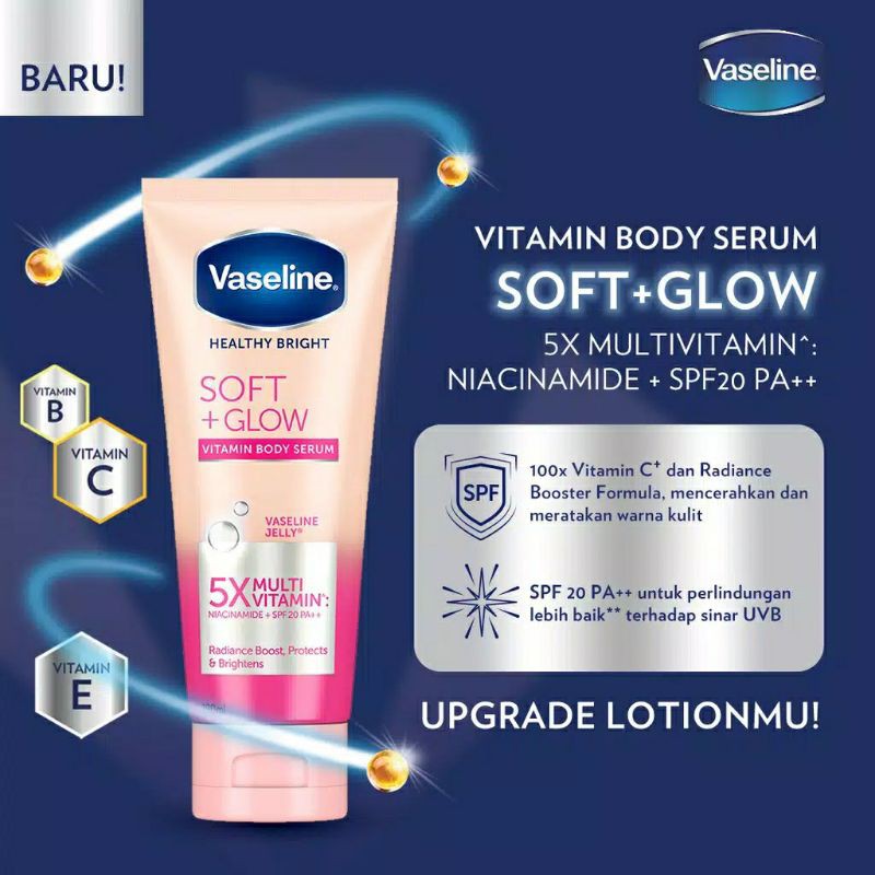 VASELINE VITAMIN BODY SERUM | SOFT GLOW | FIRM GLOW | FRESH GLOW| HIJAB BRIGHT 180 gr