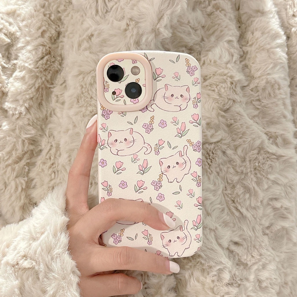 Dicetak Pola Kucing Mini Casing Ponsel IPhone 12 13 11 Pro Max X Xs Max Xr 7 8 Plus Casing Silikon Pzxm