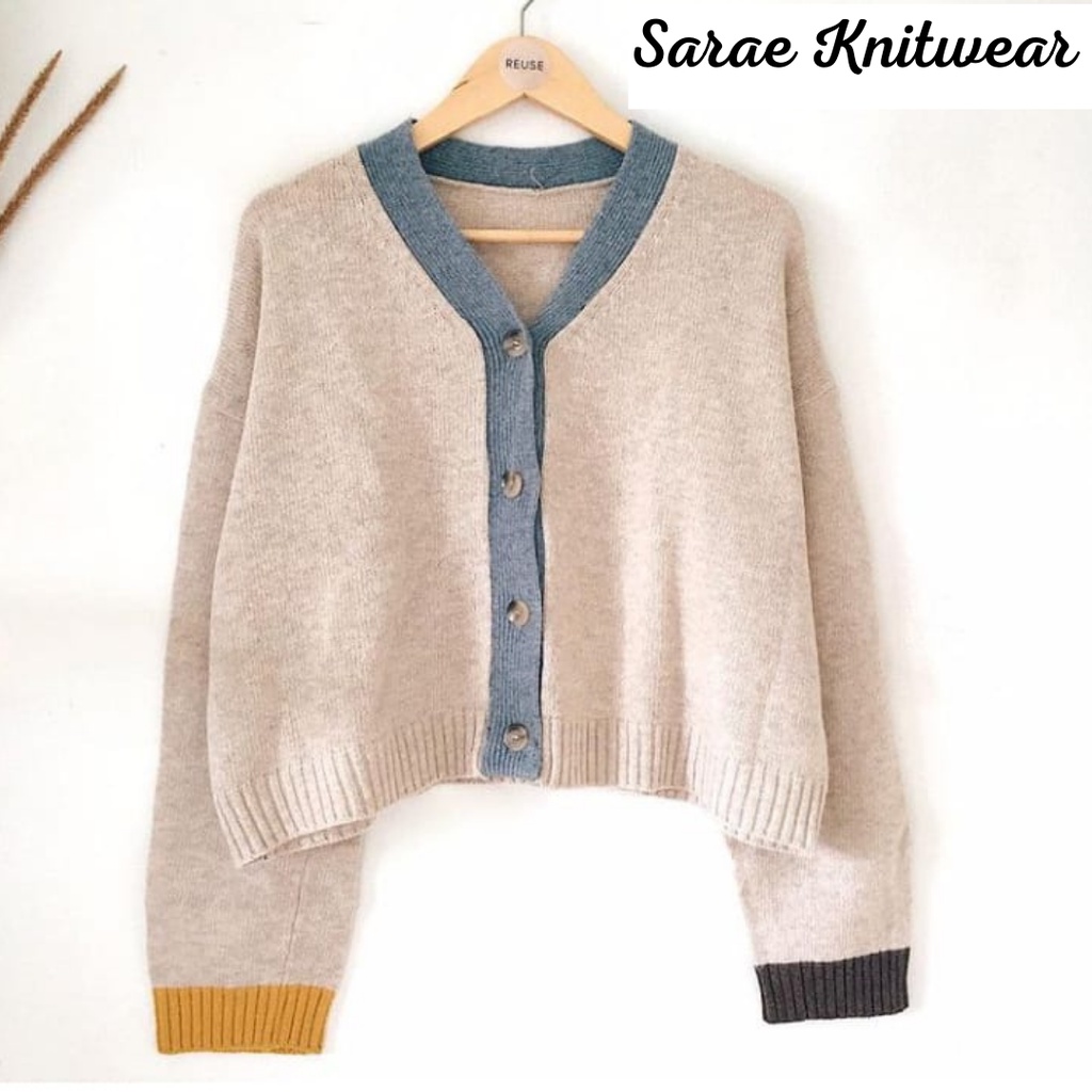 Youra Cardigan Rajut Wanita Crop Top Knit Premium Korean Style