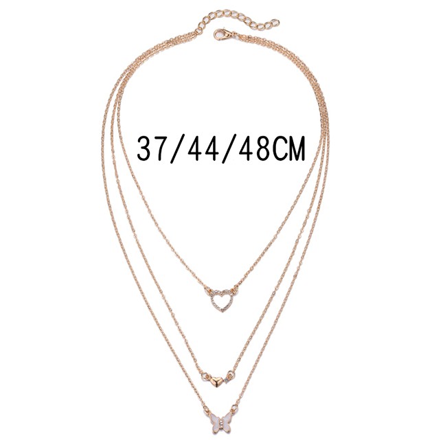 LRC Kalung Fashion Gold Color Alloy Multilayer Butterfly Necklace