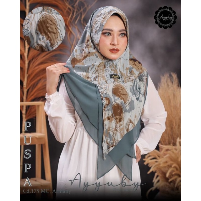 HIJAB KHIMAR PUSPA MOTIF ABSTRAK BAHAN CERUTYBABYDOL ORI AYYUBY