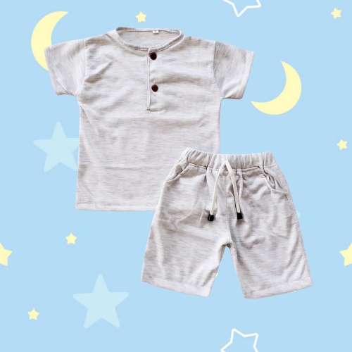 HappyOliver SET HENLEY BOY Setelan Kemeja Bayi Laki-laki Lengan Pendek