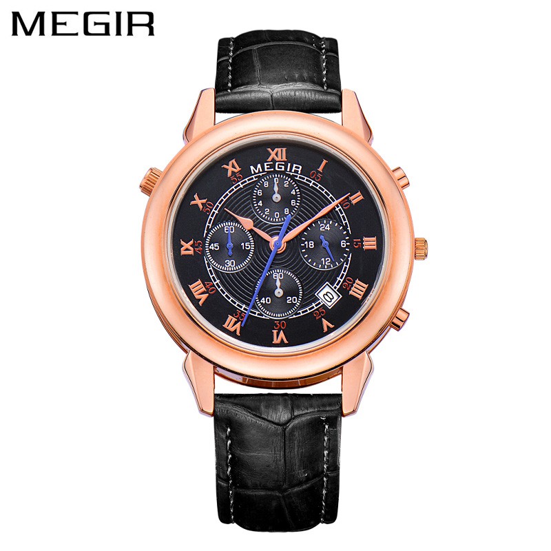 MEGIR 2013 Jam Tangan Pria Analog Chronograph Tali Kulit WATCHKITE WKOS