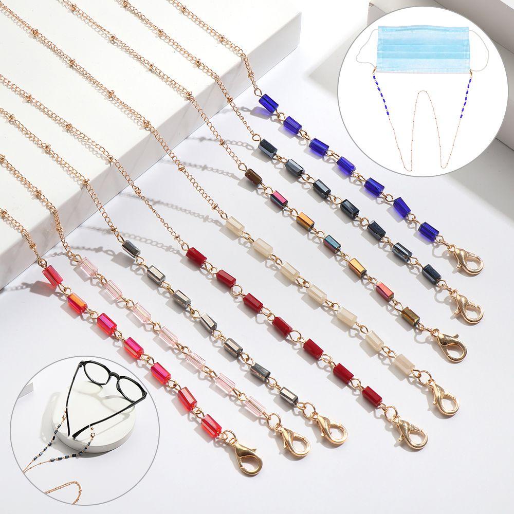 Top Kalung Rantai Kacamata Bahan Metal Hias Manikmanik Kristal Untuk Priawanita