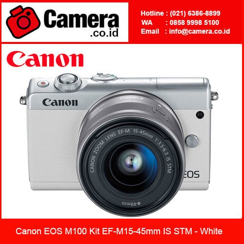 Canon EOS M100 Kit EF-M15-45mm IS STM - White /Kamera Mirrorless
