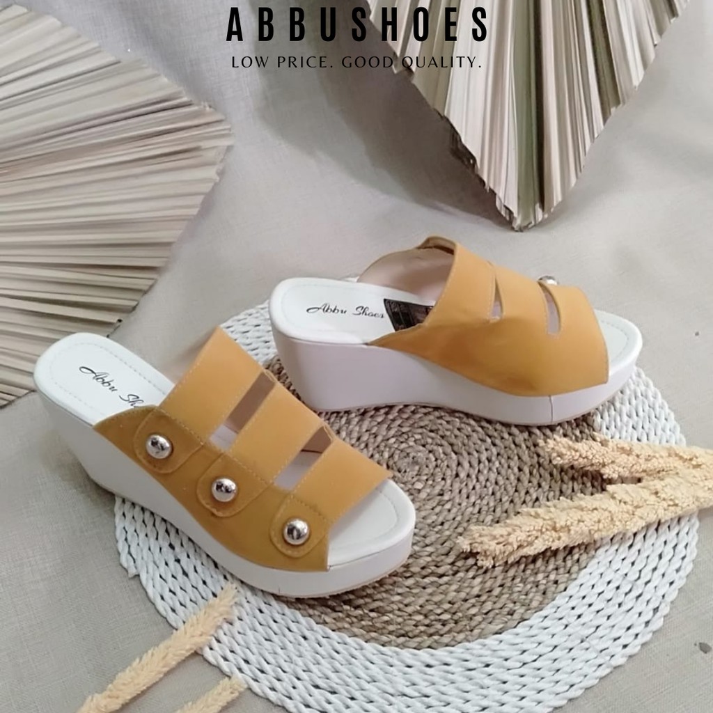 ABBUSHOES Nn 19 wedges sandal wanita  terbaru bahan suede