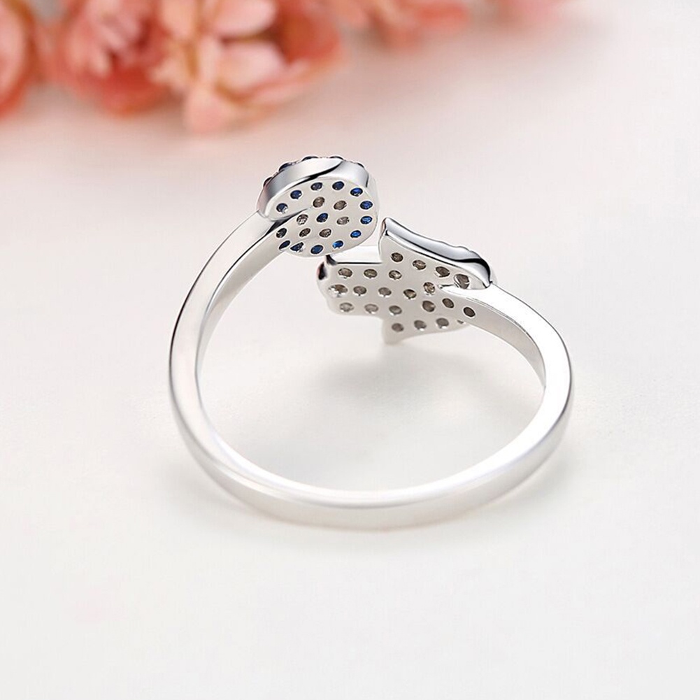 Hu Hu Hu Hu Hu Alat Bantu Pasang Kacamata♡ Cincin Jari Model Terbuka Desain Bunga Hamsa Aksen Berlian Imitasi Untuk Wanita