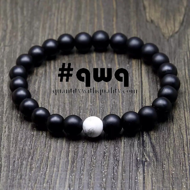 sepasang gelang batu custom kado pasangan hitam putih distance aksesoris beads craft supplier grosir