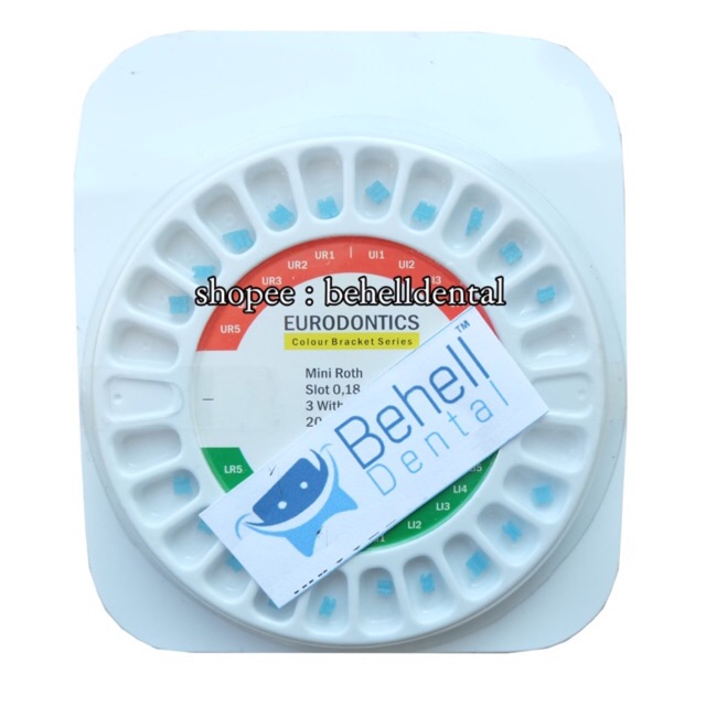 [ORIGINAL] BRACKET BEHEL GIGI PERMANEN CERAMIC EURODONTIC USA BIRU Mini Roth 0.18 Hook With 3 // Kawat Gigi Ortho Perawatan KERAMIK TRANSPARAN TRANSFARAN CLEAR DENTAL // Eurodontics Euro Original