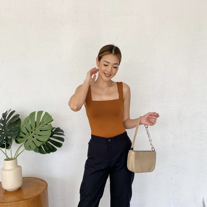 AMY TANK | Top Casual Basic (Baju Kaos Wanita)-Caramel