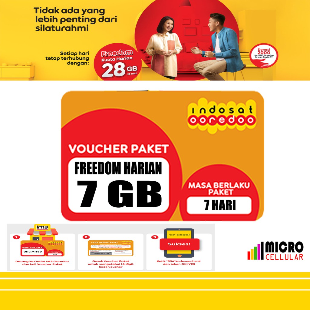 Voucher Isi Ulang Kuota INDOSAT FREEDOM Harian 7 GB (7 ...