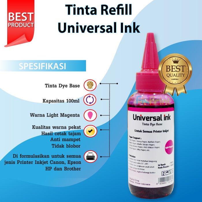 Tinta Printer 100ml Refill Cartridge Canon PG-810 CL-811 810 811 40 41 745 746 88 98 740 741 725 726