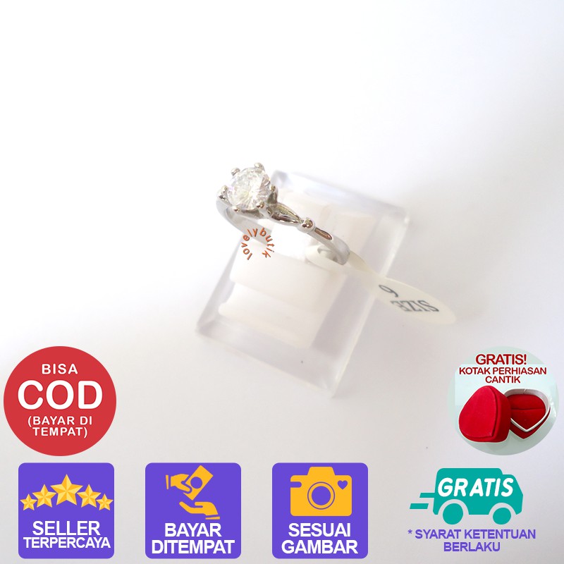 Lovelybutik Cincin Titanium Anti Karat Lyn Cincin Wanita Titanium Model Permata Cubic Zirconia