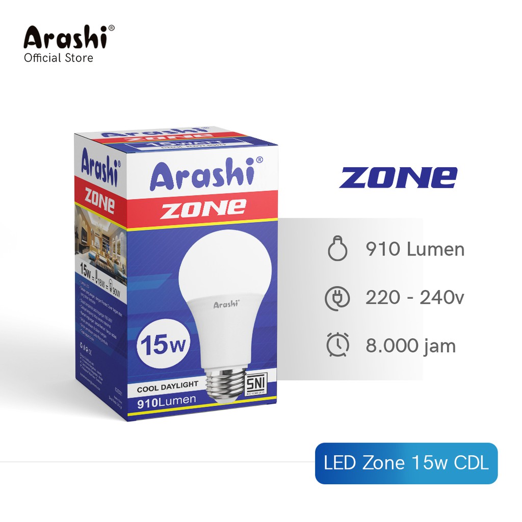 Arashi Lampu LED ZONE 15watt CDL Cahaya Putih