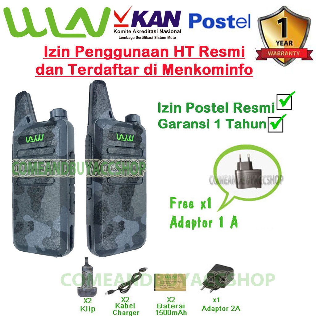 Walkie Talkie WLN HT Two-Way Radio KD-C1 -LORENG(ISI 2 PCS) Tanpa Dekstop-Batrai 1500 mAh