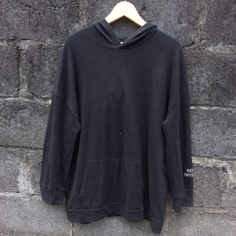 PRELOVED / THRIFT / SECOND HOODIE SEMI TUNIK HITAM SIZE M / L BRANDED / HOODIE CASUAL / HOODIE OOTD