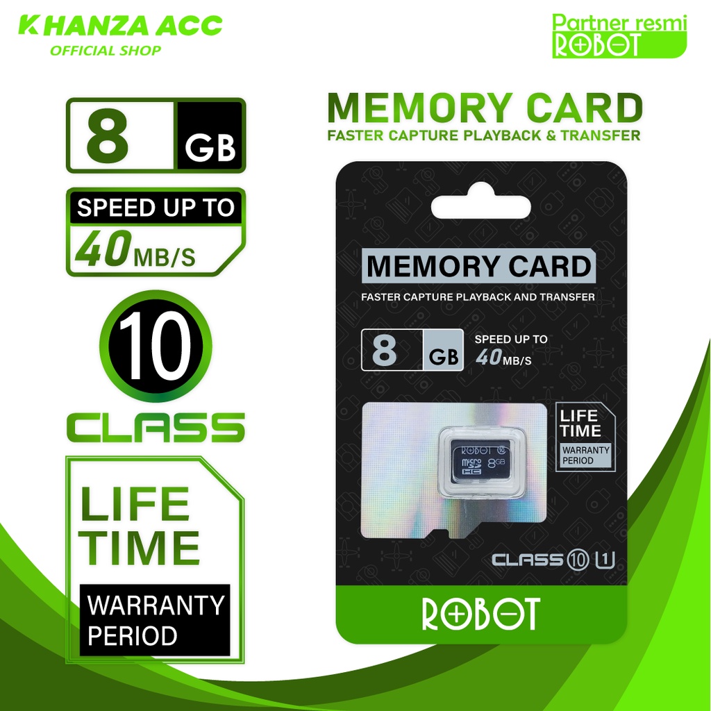 KHANZAACC Kartu Memori HP Micro SD Robot 4GB 8GB 16GB 32GB Memory Card  Original Bergaransi Resmi