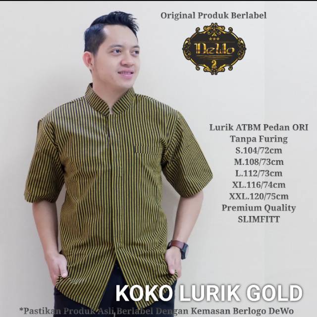 BAJU KOKO LURIK/KOKO LURIK LENGAN PENDEK/KEMEJA KOKO LURIK LENGAN PENDEK