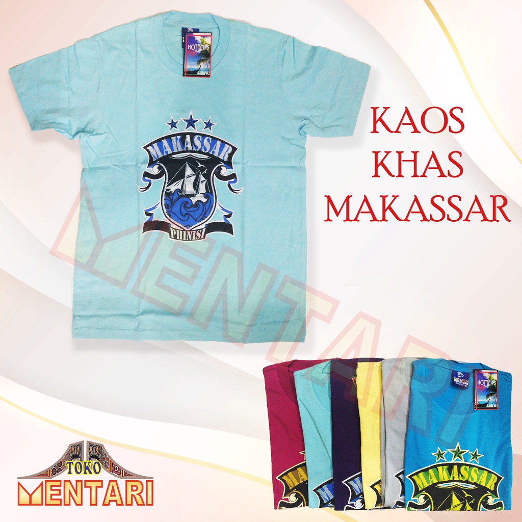 Baju Kaos Unisex Khas Makassar Katun HOTTOPS - Makassar 3 Bintang