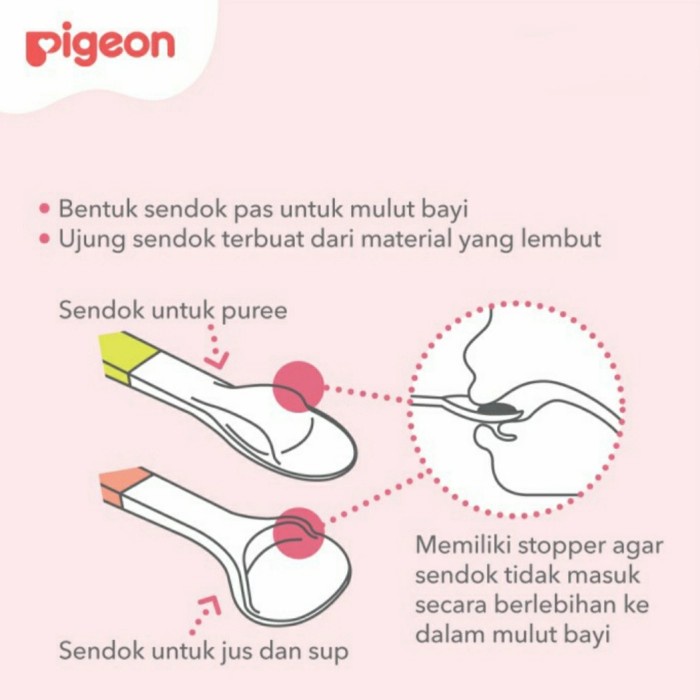 PIGEON Feeding Spoon Set 2Pcs Sendok Bayi Pigeon Baby Feeding Spoon Pigeon