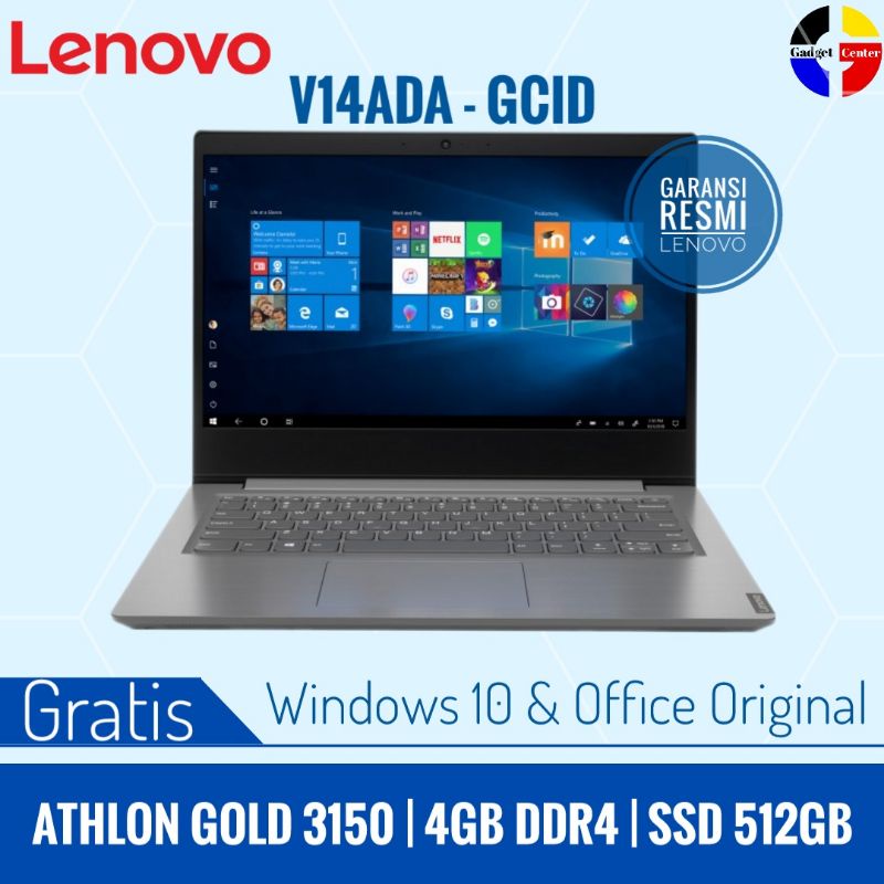 LENOVO V14 - GCID/ATHLON GOLD3150U/RAM 4GB/SSD 512GB/WIN+OFFICE /RESMI